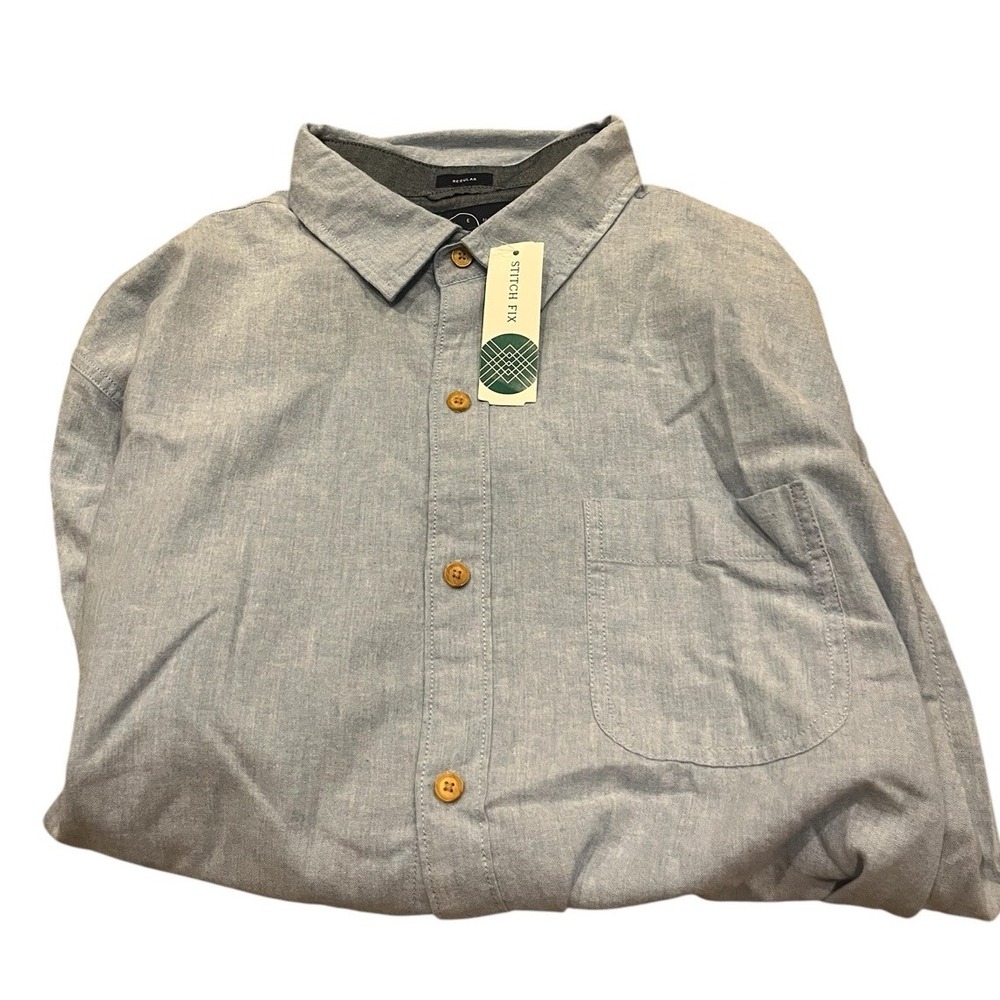 Even Tide Men's Chambray 2XL NWT Long Sleeve Lightweight Button-up